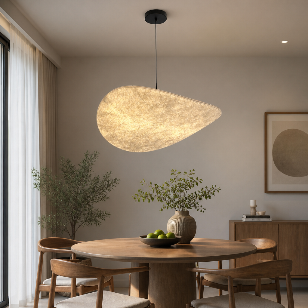 Art Deco Silk LED Oval Pendant Light – image 6