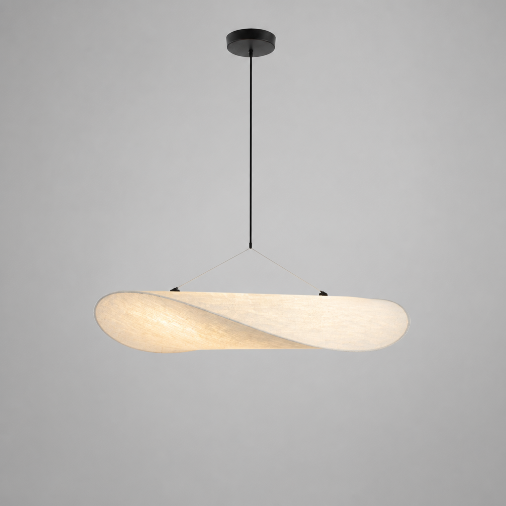 Art Deco Silk LED Oval Pendant Light – image 3