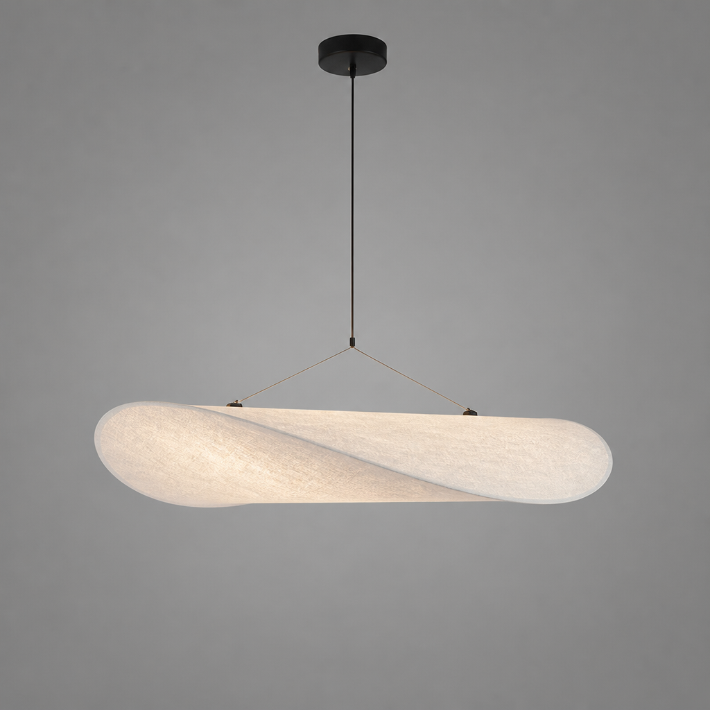 Art Deco Silk LED Oval Pendant Light – image 5