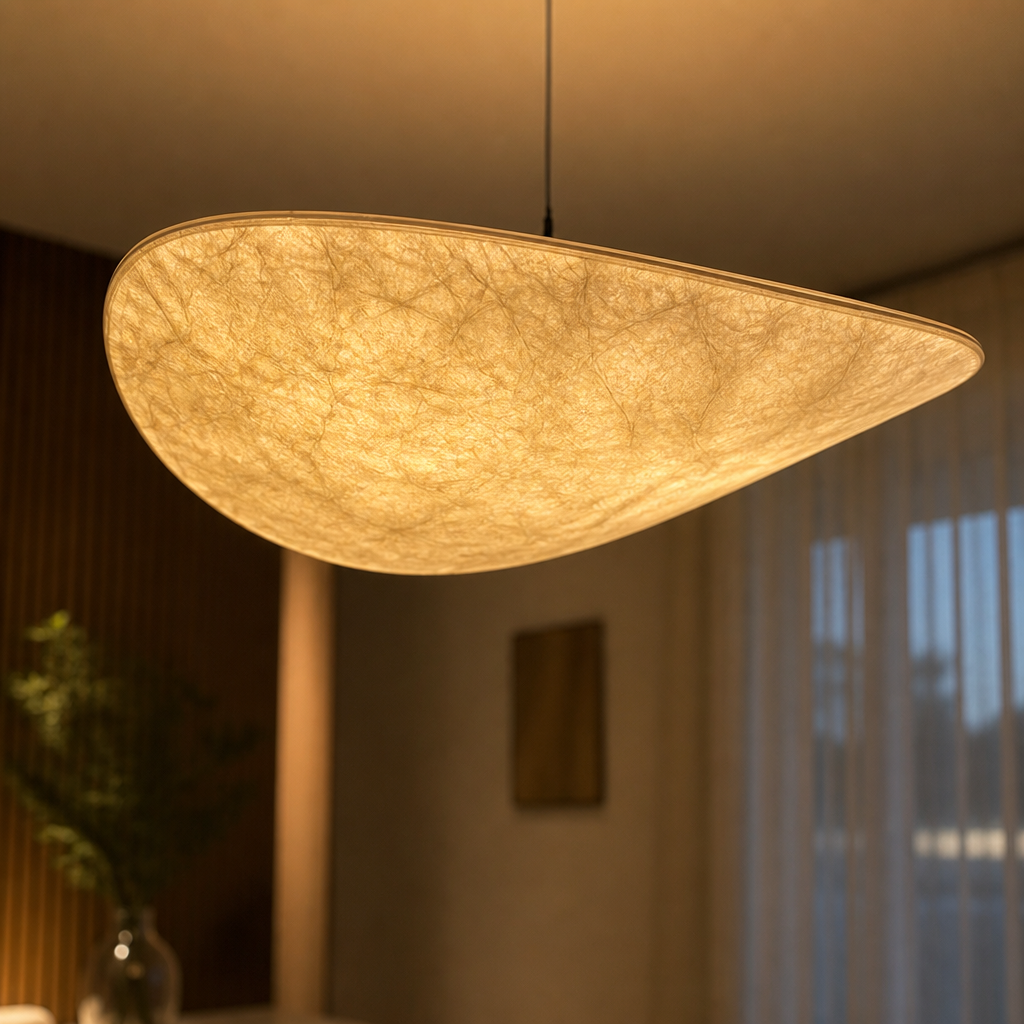 Art Deco Silk LED Oval Pendant Light – image 9