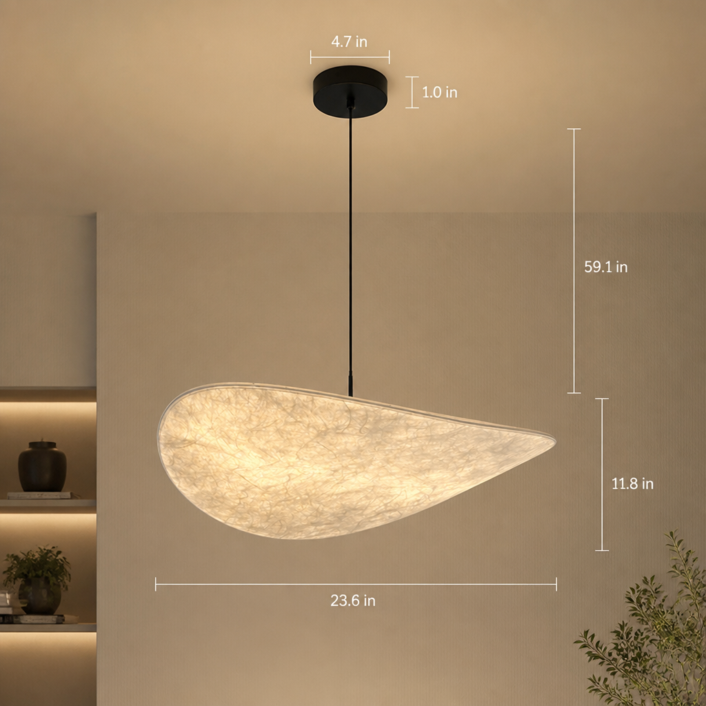 Art Deco Silk LED Oval Pendant Light – image 11