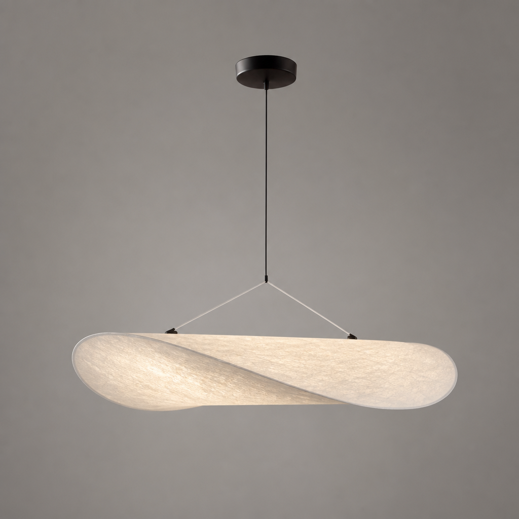 Art Deco Silk LED Oval Pendant Light with Selectable Light Color