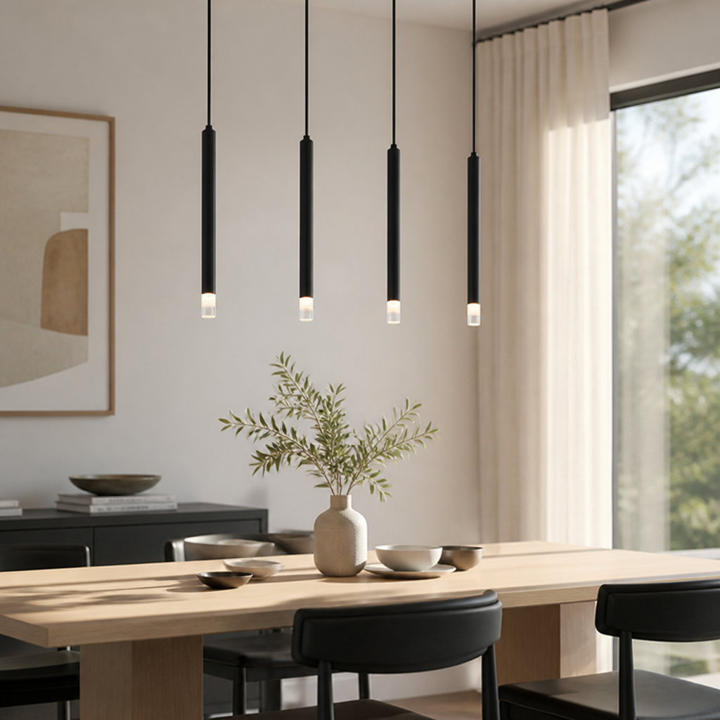 Black 4-Light Linear Pendant Light – image 2