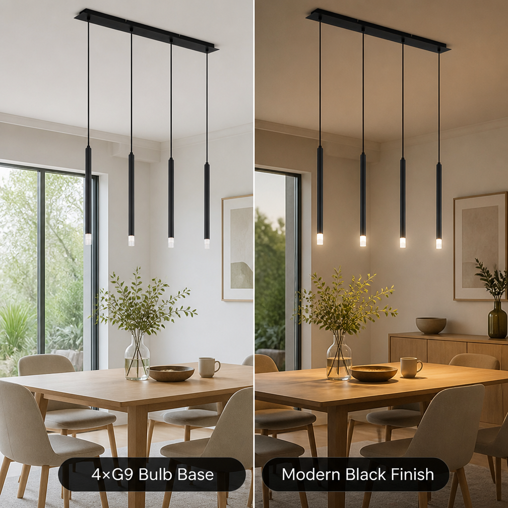 Black 4-Light Linear Pendant Light – image 4