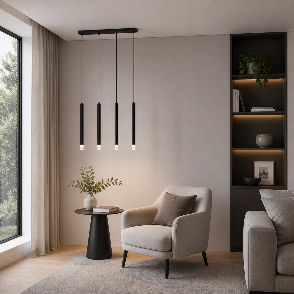 Black 4-Light Linear Pendant Light – image 6