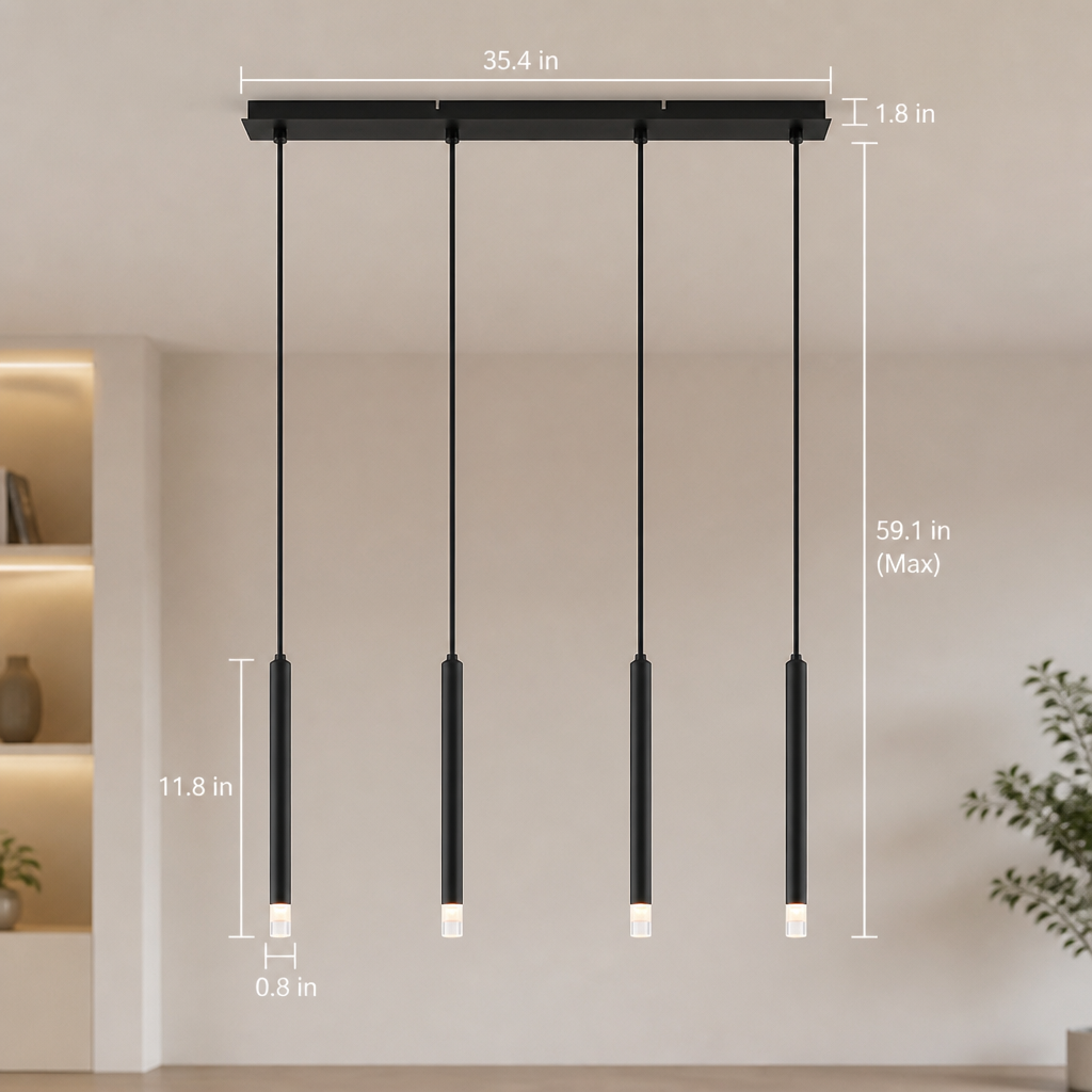 Black 4-Light Linear Pendant Light – image 7