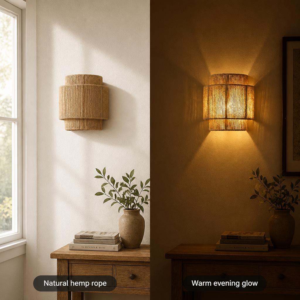 Boho Hemp Rope Wall Sconce – image 4