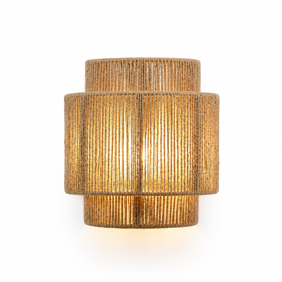 Boho Hemp Rope Wall Sconce Hand-Knit Twine Farmhouse Light E27