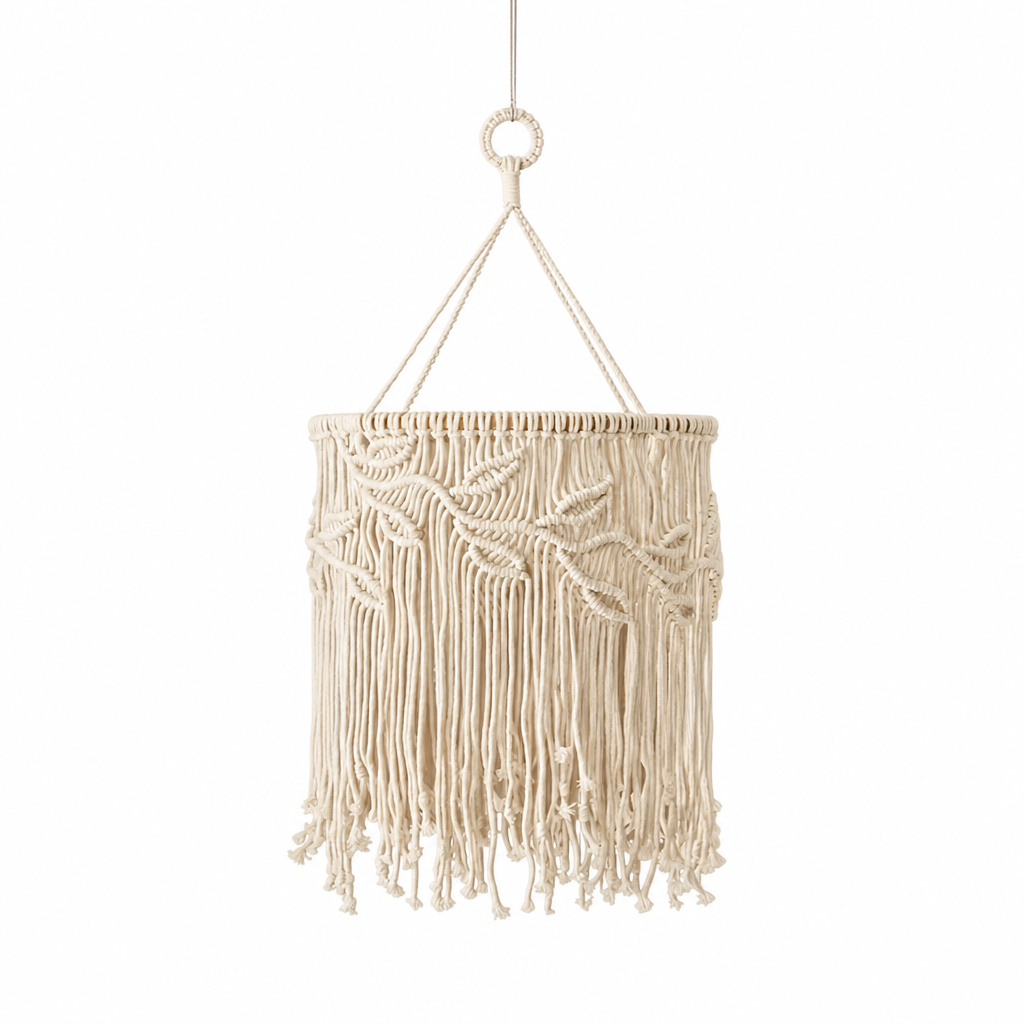 Boho Macrame Rope Pendant Lamp Shade – image 2