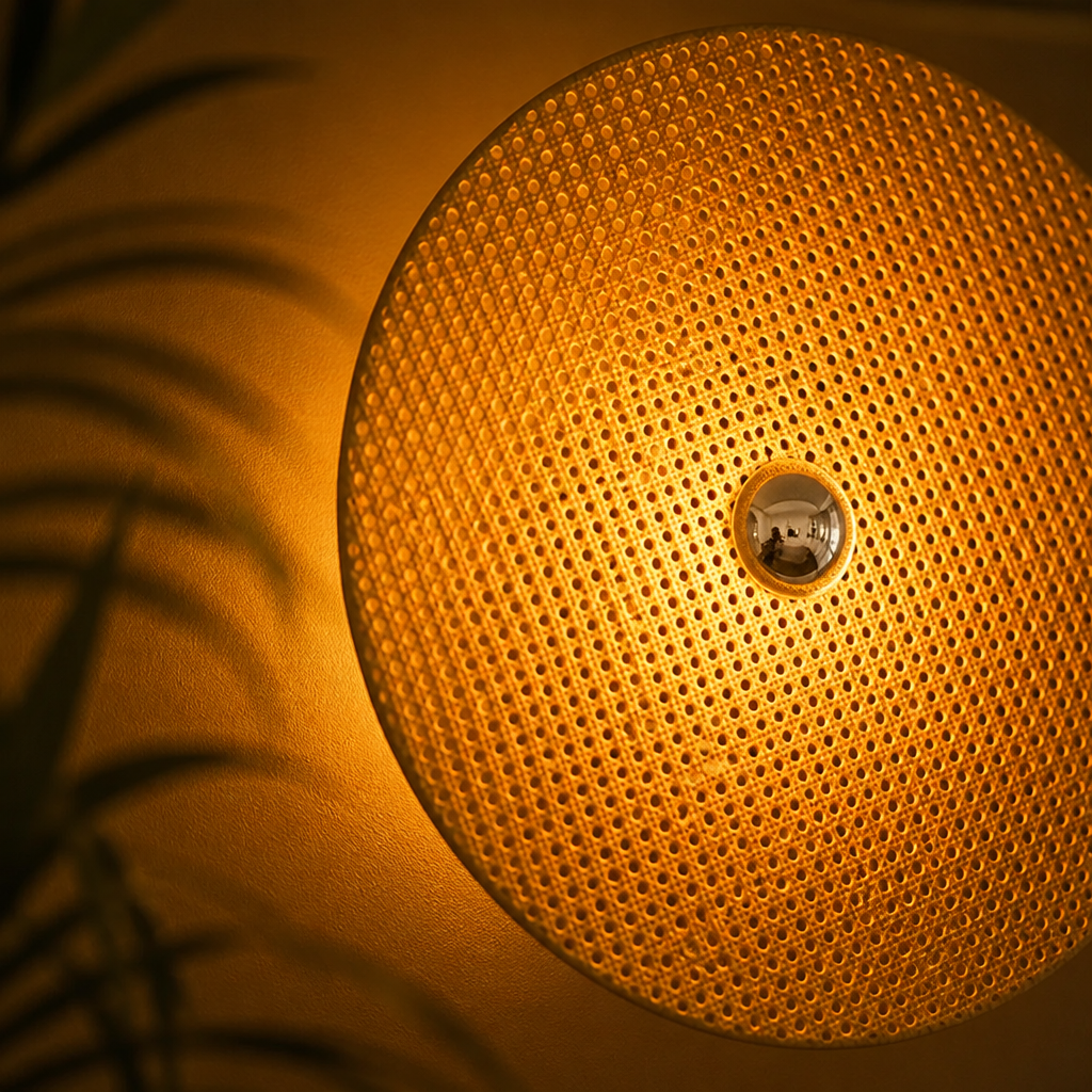 Round Woven Imitation Rattan Wall Sconce – image 5