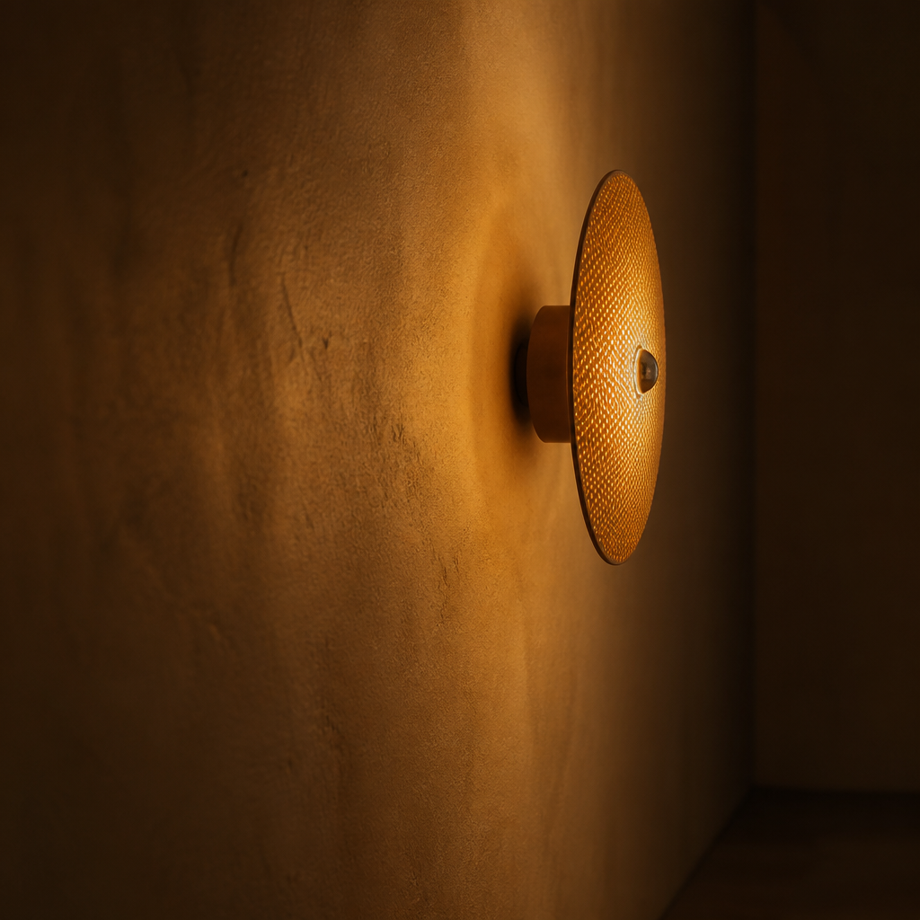 Round Woven Imitation Rattan Wall Sconce – image 6