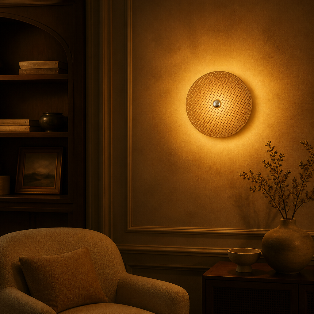 Round Woven Imitation Rattan Wall Sconce – image 8